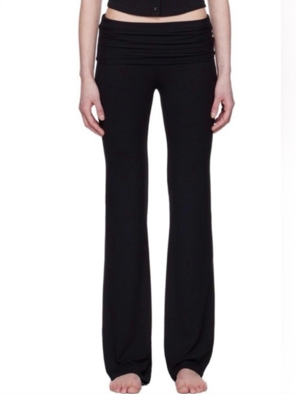 SKIMS NWT Soft Lounge Fold Over Ribbed Pant Size SMALL Onyx Color